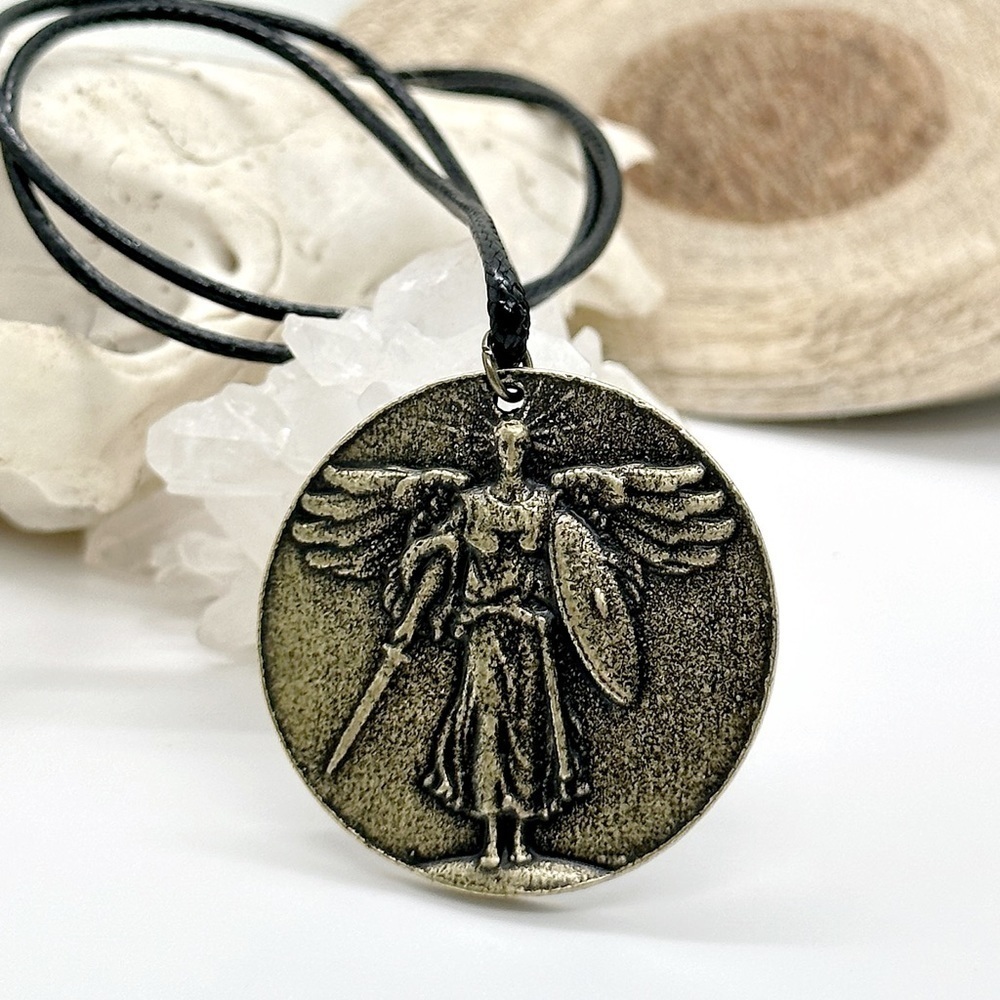 ARCH Angel Michael Antiqued Bronze Protection Unisex Necklace